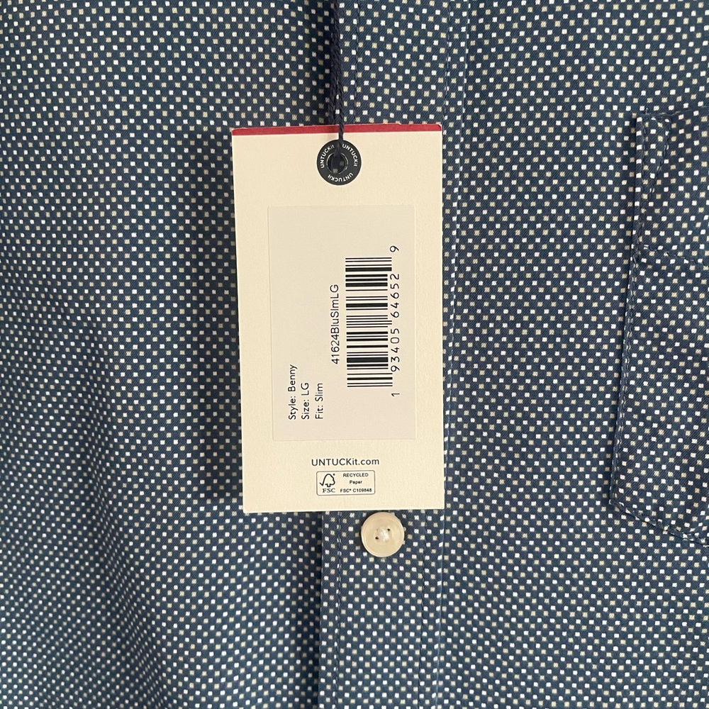 UNTUCKit Navy Patterned Performance Men's Shirt N… - image 3